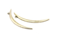 Brass Crescent, 2 Antique Silver Plated Brass Textured Wide Crescent Moon Necklace Pendants, Charms (62x4.5x2.7mm) N0170 H0064