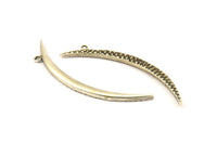 Brass Crescent, 2 Antique Silver Plated Brass Textured Wide Crescent Moon Necklace Pendants, Charms (62x4.5x2.7mm) N0170 H0064