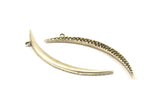 Brass Crescent, 2 Antique Silver Plated Brass Textured Wide Crescent Moon Necklace Pendants, Charms (62x4.5x2.7mm) N0170 H0064