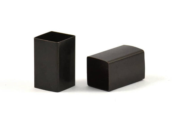 Black Square Tubes, 6 Oxidized Brass Square Tubes (12x20mm) Bs 1517 S078