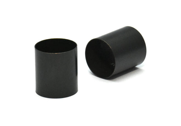 Black Round Tubes, 5 Oxidized Brass Tubes (16x18mm) Bs 1488