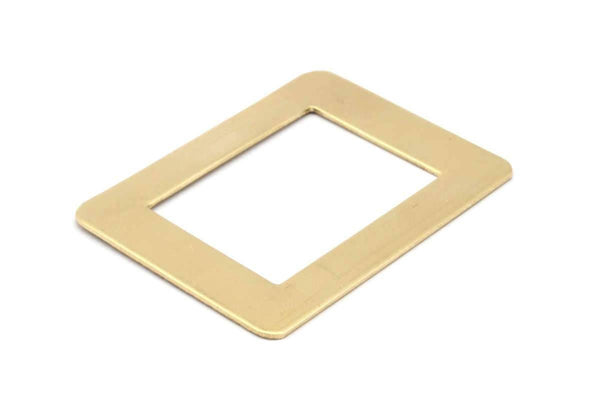 Thick Rectangle Ring, 6 Raw Brass Rectangle Connectors, Rings (46x35x0.80mm) D0173