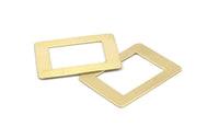 Thick Rectangle Ring, 6 Raw Brass Rectangle Connectors, Rings (46x35x0.80mm) D0173
