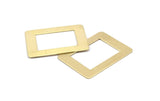 Thick Rectangle Ring, 6 Raw Brass Rectangle Connectors, Rings (46x35x0.80mm) D0173