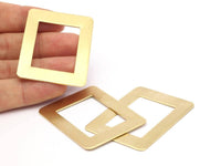Thick Rectangle Ring, 6 Raw Brass Rectangle Connectors, Rings (46x35x0.80mm) D0173
