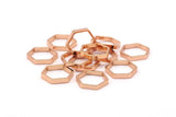 Rose Gold Hexagon Ring, 8 Rose Gold Plated Brass Hexagon Shaped Rings, Charms (12x0.8x2mm) Bs 1178