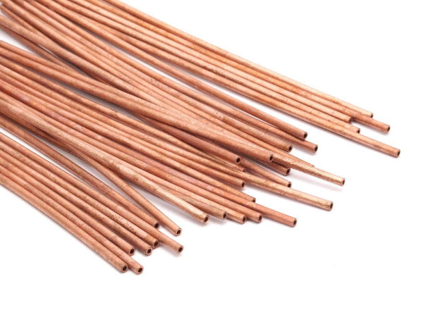 Copper Tube Beads, 12 Raw Copper Tubes (2x175mm) D0400