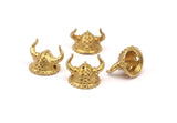 Brass Vikings&#39; Helmet, 4 Raw Brass Helmet Bracelet Parts (15x12.5mm) N0427