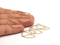 Brass Half Moon - 24 Raw Brass Semi Circle Connectors (15x30x1mm) D0011