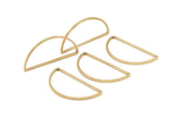 Brass Half Moon - 24 Raw Brass Semi Circle Connectors (15x30x1mm) D0011