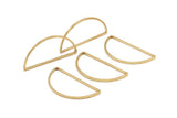 Brass Half Moon - 24 Raw Brass Semi Circle Connectors (15x30x1mm) D0011