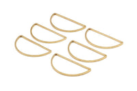 Brass Half Moon - 24 Raw Brass Semi Circle Connectors (15x30x1mm) D0011