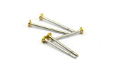 Earring Post Stud, 100 316L Stainless Steel Earring Posts With Raw Brass 2mm Flat Pad, Ear Studs ( A0355 )