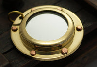 Raw Brass Charm, 5 Solid Brass Porthole Charms B-18