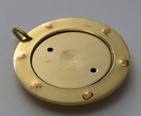 Raw Brass Charm, 5 Solid Brass Porthole Charms B-18
