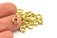 6mm Round Clasp - 100 Raw Brass Round Spring Ring Clasps (6mm) 1706 A0426