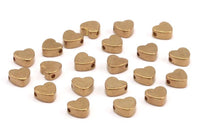 Brass Heart Spacer Bead, 50 Raw Brass Spacer Beads, Spacer Connectors, Heart Beads (5.4x5.8mm) Y074