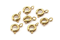 Spring Ring Clasps - 50 Raw Brass Round Spring Ring Clasps (5mm) A0890