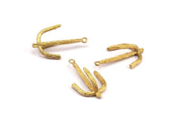 Brass Anchor Pendant, 4 Raw Brass Anchor Charms, Jewelry Supplies, Findings (33x21x8mm) N0397