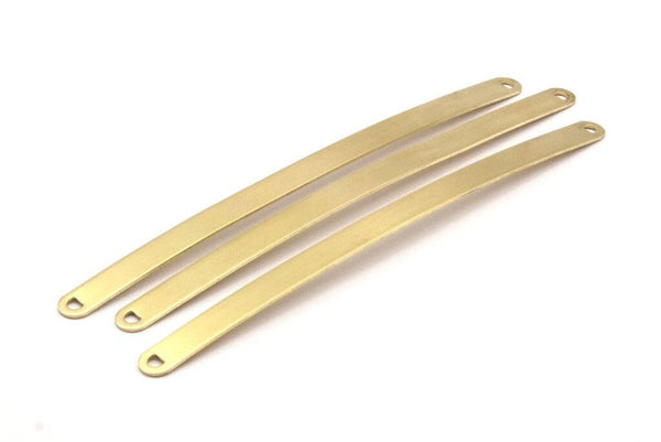 145mm Stamping Blank, 5 Raw Brass Bracelet Stamping Blanks With 2 D Shaped Holes ( 8x145x1mm) D0381