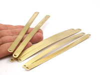 145mm Stamping Blank, 5 Raw Brass Bracelet Stamping Blanks With 2 D Shaped Holes ( 8x145x1mm) D0381