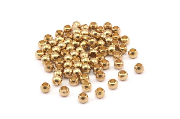 4mm Ball Beads, 50 Raw Brass Ball Beads, Findings (4mm) B0031