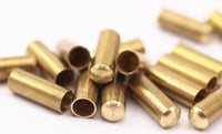 One Hole Tubes - 12 Raw Brass Industrial Tubes With One Hole End, Findings (19x7mm) D0046