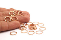Rose Gold Circle Ring, 12 Rose Gold Plated Brass Round Rings, Charms (12mm) B0119