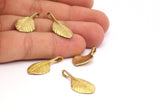 Brass Leaf Pendant, 2 Raw Brass Leaf Charms (27x13mm) N0366
