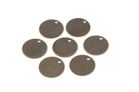 Dark Coin Tag, 50 Antique Brass Stamping Tags, Cabochon Tag, Charms, Findings (12mm) K007
