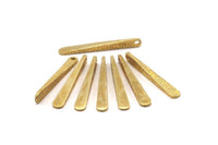 Hammered Bar Pendant, 7 Raw Brass Hammered Bar Pendant, Earring Drops (37x5mm) N469
