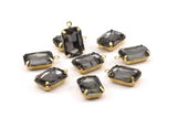 Black Diamond Setting, 4 Octagon Black Diamond Glass Stones With 1 Loop Brass Prong Setting, Claw Settings (18x13mm) S600