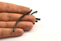 Black Textured Curved Tube Beads, 12 Black Oxidized Brass Curved Tube Beads (4x40mm) Bs 1423 S056