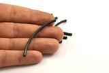 Black Textured Curved Tube Beads, 12 Black Oxidized Brass Curved Tube Beads (4x40mm) Bs 1423 S056