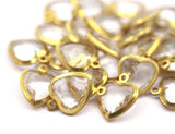 20 Clear Lucite With Brass Frame Heart Caged Connectors 14x11 Mm L891 F001