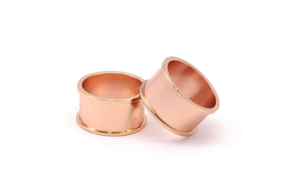 Rose Gold Channel Ring - 2 Rose Gold Plated Brass Channel Ring Settings (19mm) N479