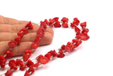 Red Coral Gemstone Flower Beads 15.5 Inches Full Strand (10x6mm) T087