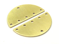 Half Moon Charm, 10 Raw Brass Semi Circle Blanks With 6 Holes (30x15x0.80mm) B0161