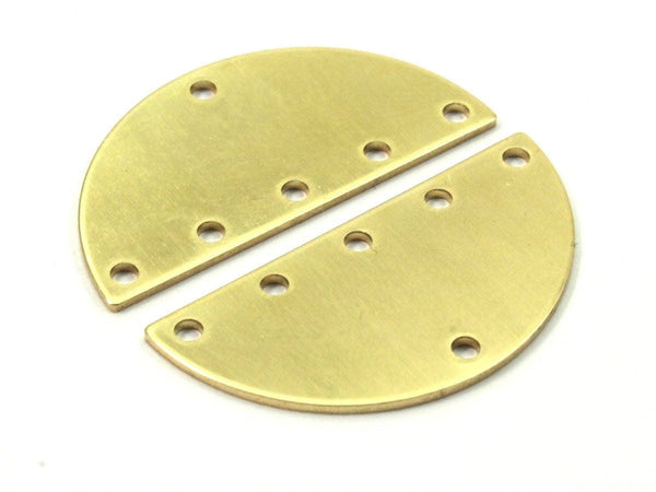 Half Moon Charm, 10 Raw Brass Semi Circle Blanks With 6 Holes (30x15x0.80mm) B0161