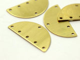 Half Moon Charm, 10 Raw Brass Semi Circle Blanks With 6 Holes (30x15x0.80mm) B0161
