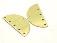 Half Moon Charm, 10 Raw Brass Semi Circle Blanks With 6 Holes (30x15x0.80mm) B0161