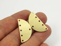 Half Moon Charm, 10 Raw Brass Semi Circle Blanks With 6 Holes (30x15x0.80mm) B0161