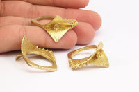 Pearl Ring Setting - 2 Raw Brass Ring Settings - Glue On Glass-stone-pearl N0378
