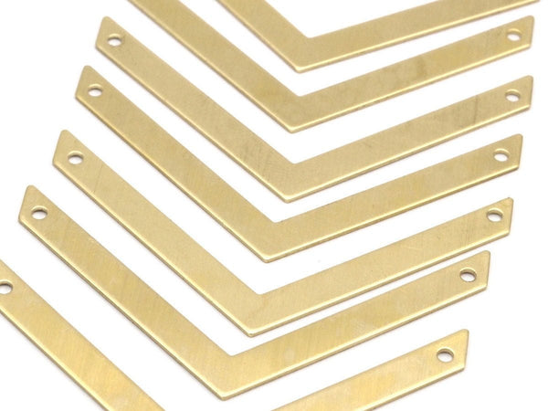 10 Raw Brass Chevron Blanks With 2 Holes (60x5x0.80mm) D0420--n0632