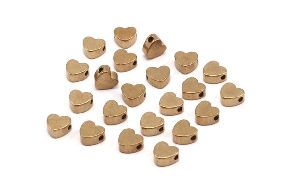 Brass Heart Spacer Bead, 50 Raw Brass Spacer Beads, Spacer Connectors, Heart Beads (5.2x5.8mm) D0132