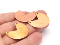Pacman Copper Blank, 10 Raw Copper Stamping Blank Pendants With 2 Holes (30x25x0.80mm) D528