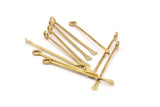 12 Customized Size Raw Brass Paddle Eye Pins ( 40 mm )     D0374