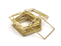 Brass Square Pendant, 6 Raw Brass Square Connectors (35mm) Bs1309