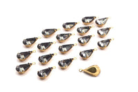 Black Diamond Swarovski - 5 Black Diamond Swarovski Crystal Drop Raw Brass Prong Settings (13x8mm) Y360 Y161