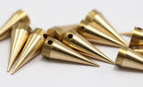 Brass Spike Pendant, 5 Raw Brass Spike Tribal Pendants (20x7mm)